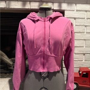 JoyLab Vibrant Pink Cropped Hoodie Size Small